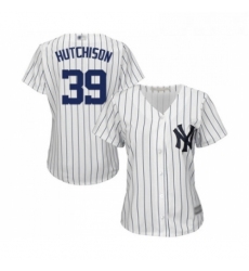 Womens New York Yankees 39 Drew Hutchison Authentic White Home Baseball Jersey 