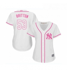 Womens New York Yankees 53 Zach Britton Authentic White Fashion Cool Base Baseball Jersey 