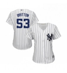 Womens New York Yankees 53 Zach Britton Authentic White Home Baseball Jersey 
