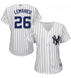 Yankees #26 DJ LeMahieu White Strip Home Women Stitched Baseball Jersey