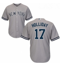 Youth Majestic New York Yankees 17 Matt Holliday Authentic Grey Road MLB Jersey