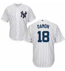 Youth Majestic New York Yankees 18 Johnny Damon Replica White Home MLB Jersey
