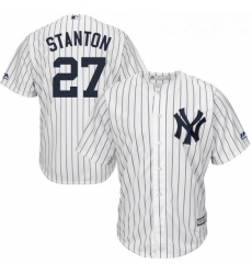 Youth Majestic New York Yankees 27 Giancarlo Stanton Authentic White Home MLB Jersey 
