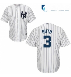Youth Majestic New York Yankees 3 Babe Ruth Replica White Home MLB Jersey