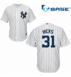 Youth Majestic New York Yankees 31 Aaron Hicks Authentic White Home MLB Jersey