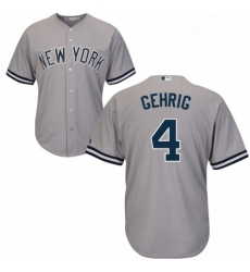Youth Majestic New York Yankees 4 Lou Gehrig Replica Grey Road MLB Jersey