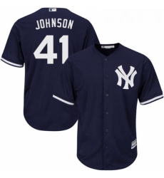 Youth Majestic New York Yankees 41 Randy Johnson Authentic Navy Blue Alternate MLB Jersey