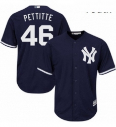 Youth Majestic New York Yankees 46 Andy Pettitte Authentic Navy Blue Alternate MLB Jersey