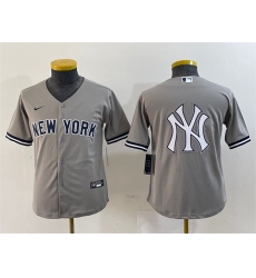 Youth New York Yankees Gray Team Big Logo Cool Base Stitched Baseball Jersey 6