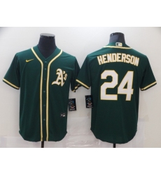 Men Nike Oakland Athletics 24 Rickey Henderson Green Home Stitched Baseball Jersey