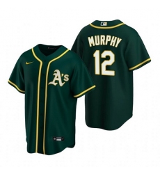 Men Oakland Athletics 12 Sean Murphy Green Cool Base Stitched Jersey