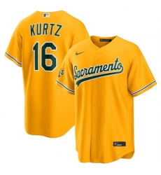Men Oakland Athletics 16 Nick Kurtz 2026 Yellow Alternate Sacramento Celebrating 125 Years Vapor Limited Stitched Baseball Jersey Men Oakland Athletics 16 Nick Kurtz 2026 Yellow Alternate Sacramento Celebrating 125 Years Vapor Limited Stitched Baseball Jersey