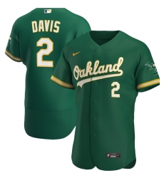 Men Oakland Athletics 2 Khris Davis Men Nike Kelly Green Alternate 2020 Flex Base Player MLB Jersey