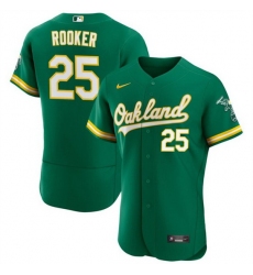 Men Oakland Athletics 25 Brent Rooker Green Flex Base Stitched Jersey