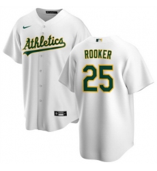 Men Oakland Athletics 25 Brent Rooker White Cool Base Stitched Jersey