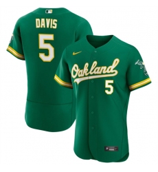 Men Oakland Athletics 5 J D  Davis Green Flex Base Stitched Jersey