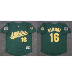 Men Oakland Athletics Jason Giambi #16 1997 Greeen Jackie 50Th Patch Jersey