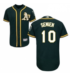Mens Majestic Oakland Athletics 10 Marcus Semien Green Alternate Flex Base Authentic Collection MLB Jersey 