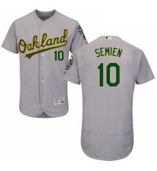 Mens Majestic Oakland Athletics 10 Marcus Semien Grey Road Flex Base Authentic Collection MLB Jersey