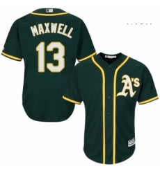 Mens Majestic Oakland Athletics 13 Bruce Maxwell Replica Green Alternate 1 Cool Base MLB Jersey 