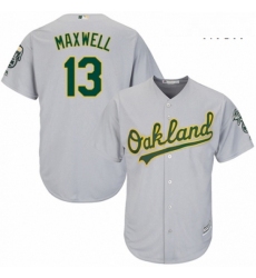 Mens Majestic Oakland Athletics 13 Bruce Maxwell Replica Grey Road Cool Base MLB Jersey 