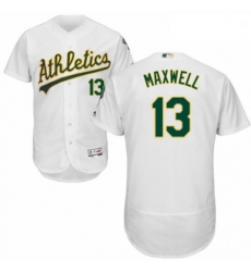 Mens Majestic Oakland Athletics 13 Bruce Maxwell White Home Flex Base Authentic Collection MLB Jersey