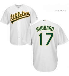 Mens Majestic Oakland Athletics 17 Glenn Hubbard Replica White Home Cool Base MLB Jersey