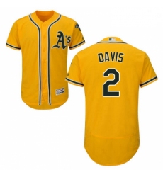 Mens Majestic Oakland Athletics 2 Khris Davis Gold Flexbase Authentic Collection MLB Jersey