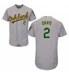 Mens Majestic Oakland Athletics 2 Khris Davis Grey Flexbase Authentic Collection MLB Jersey