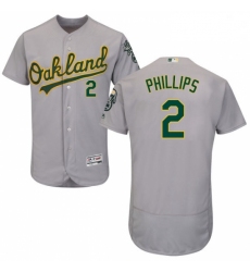 Mens Majestic Oakland Athletics 2 Tony Phillips Grey Road Flex Base Authentic Collection MLB Jersey