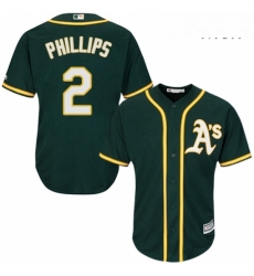 Mens Majestic Oakland Athletics 2 Tony Phillips Replica Green Alternate 1 Cool Base MLB Jersey