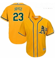 Mens Majestic Oakland Athletics 23 Matt Joyce Replica Gold Alternate 2 Cool Base MLB Jersey