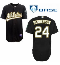 Mens Majestic Oakland Athletics 24 Rickey Henderson Authentic Black Cool Base MLB Jersey