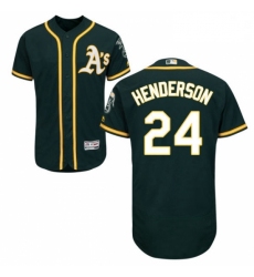 Mens Majestic Oakland Athletics 24 Rickey Henderson Green Alternate Flex Base Authentic Collection MLB Jersey