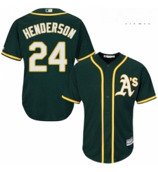Mens Majestic Oakland Athletics 24 Rickey Henderson Replica Green Alternate 1 Cool Base MLB Jersey