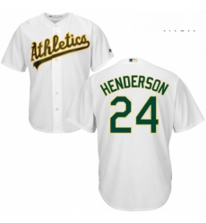 Mens Majestic Oakland Athletics 24 Rickey Henderson Replica White Home Cool Base MLB Jersey