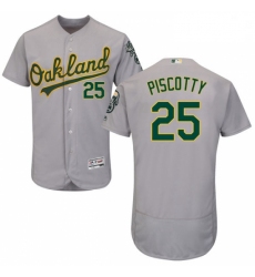 Mens Majestic Oakland Athletics 25 Stephen Piscotty Grey Road Flex Base Authentic Collection MLB Jersey