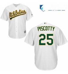 Mens Majestic Oakland Athletics 25 Stephen Piscotty Replica White Home Cool Base MLB Jersey 