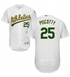 Mens Majestic Oakland Athletics 25 Stephen Piscotty White Home Flex Base Authentic Collection MLB Jersey