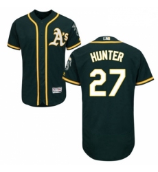 Mens Majestic Oakland Athletics 27 Catfish Hunter Green Alternate Flex Base Authentic Collection MLB Jersey
