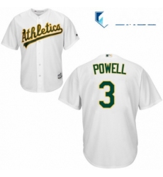 Mens Majestic Oakland Athletics 3 Boog Powell Replica White Home Cool Base MLB Jersey 