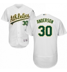 Mens Majestic Oakland Athletics 30 Brett Anderson White Home Flex Base Authentic Collection MLB Jersey