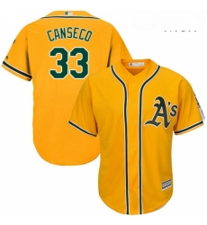 Mens Majestic Oakland Athletics 33 Jose Canseco Replica Gold Alternate 2 Cool Base MLB Jersey