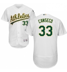 Mens Majestic Oakland Athletics 33 Jose Canseco White Home Flex Base Authentic Collection MLB Jersey