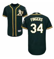 Mens Majestic Oakland Athletics 34 Rollie Fingers Green Alternate Flex Base Authentic Collection MLB Jersey