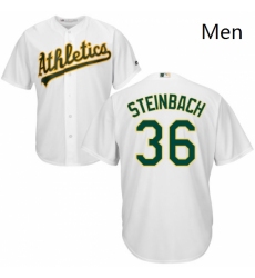 Mens Majestic Oakland Athletics 36 Terry Steinbach Replica White Home Cool Base MLB Jersey