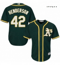 Mens Majestic Oakland Athletics 42 Dave Henderson Replica Green Alternate 1 Cool Base MLB Jersey