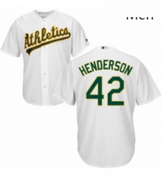 Mens Majestic Oakland Athletics 42 Dave Henderson Replica White Home Cool Base MLB Jersey