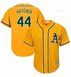 Mens Majestic Oakland Athletics 44 Chris Hatcher Replica Gold Alternate 2 Cool Base MLB Jersey 