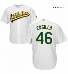 Mens Majestic Oakland Athletics 46 Santiago Casilla Replica White Home Cool Base MLB Jersey
